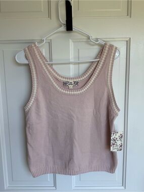 NWT Pink Republic Blush Pink Knit Sweater Tank Top XL Cottagecore